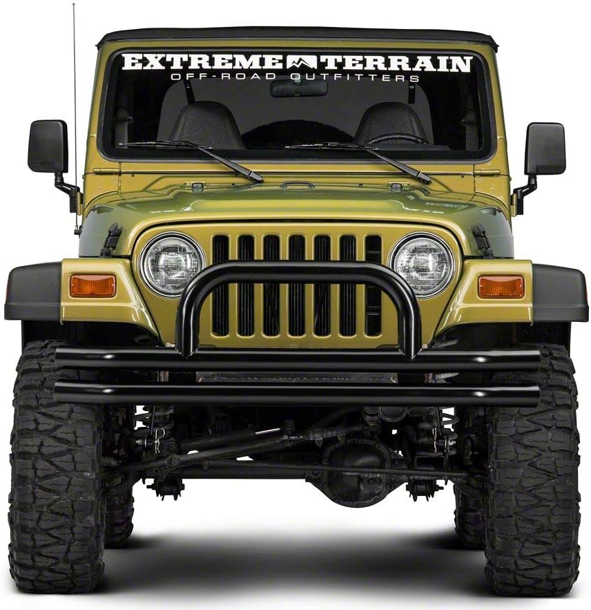 Gloss Black Double Tubular Front Bumper with Over-Rider Hoop H637