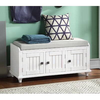 White Cabinet Storage Bench T30307