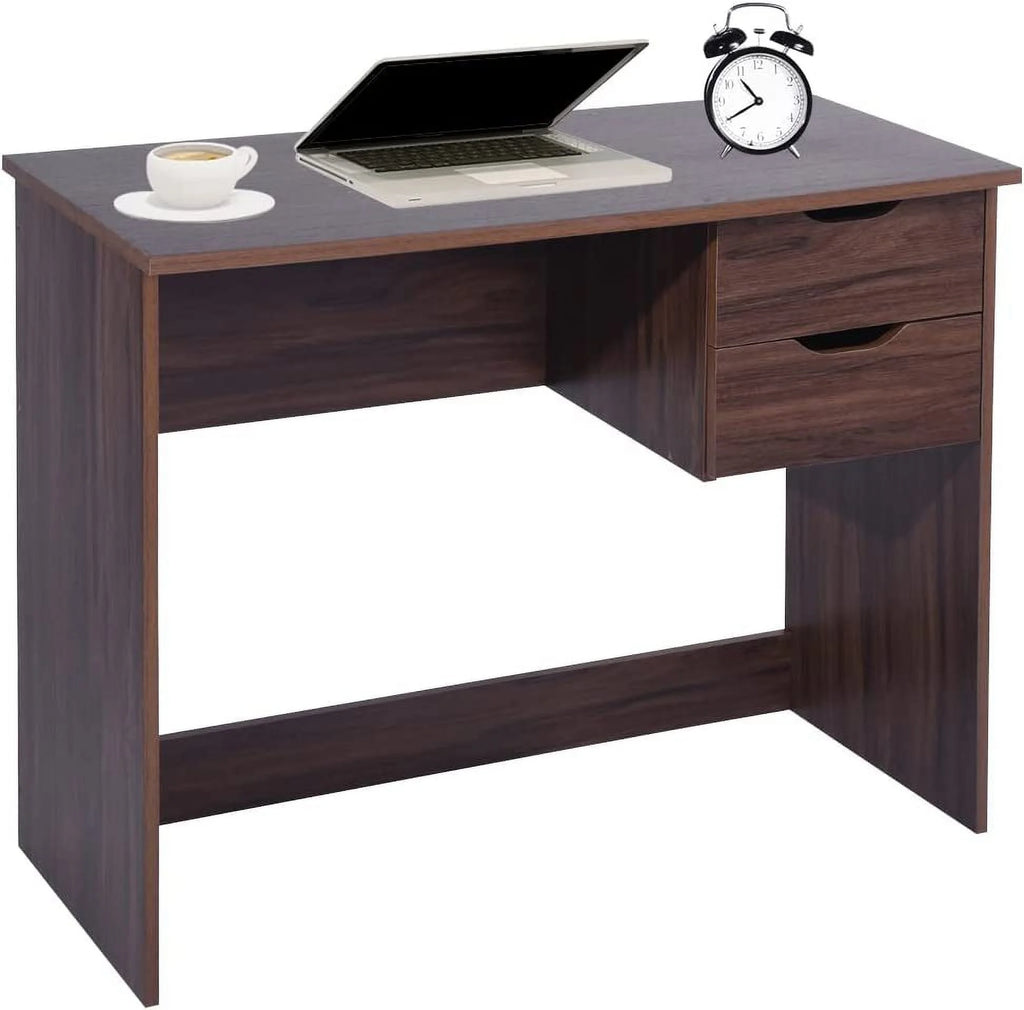 Walnut Computer Desk with Storage Drawers D400