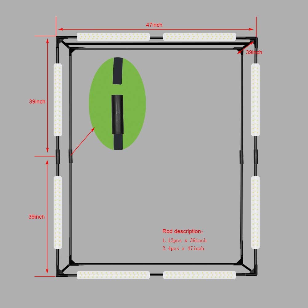 47x39x78 inch Dimmable LED Photo Shooting Tent with 3 Colors PVC Backdrops and Carrying Bag Y7160