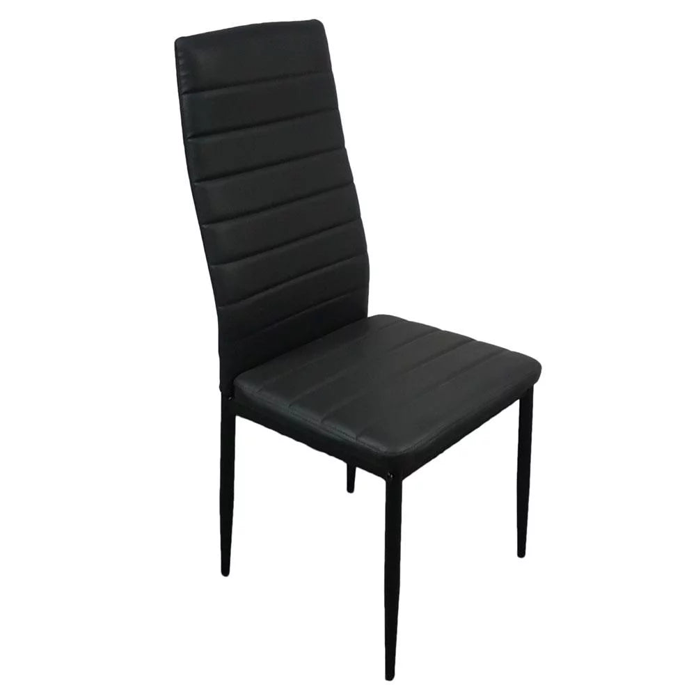 6 Pc High Back PU Leather Dining Chairs Black E2037