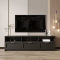 Black TV Stand with Storage Drawers and Open Shelves P869