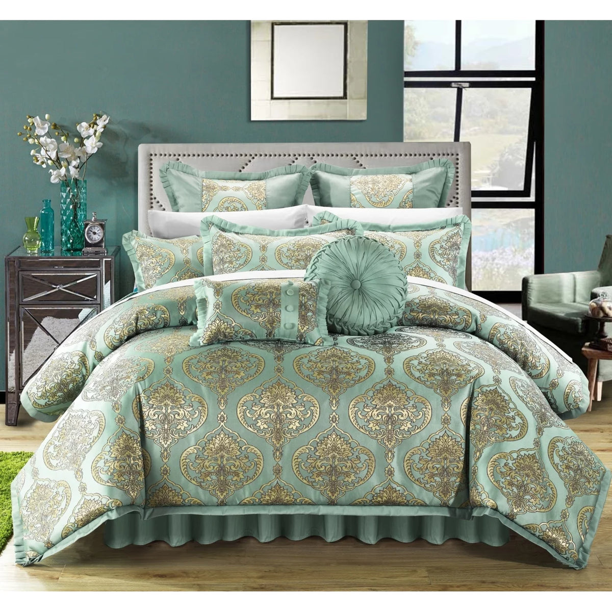 9 Piece Jacquard Comforter Set F3526