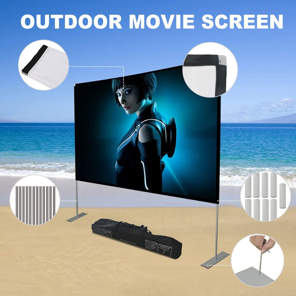 80 inch Portable Projector Screen with Stand and Carry Bag Y58256