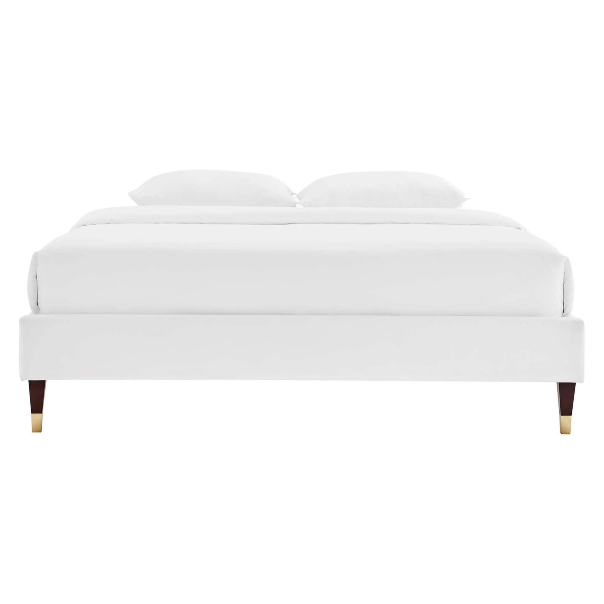 Queen Performance Velvet Platform Bed Frame in White G428