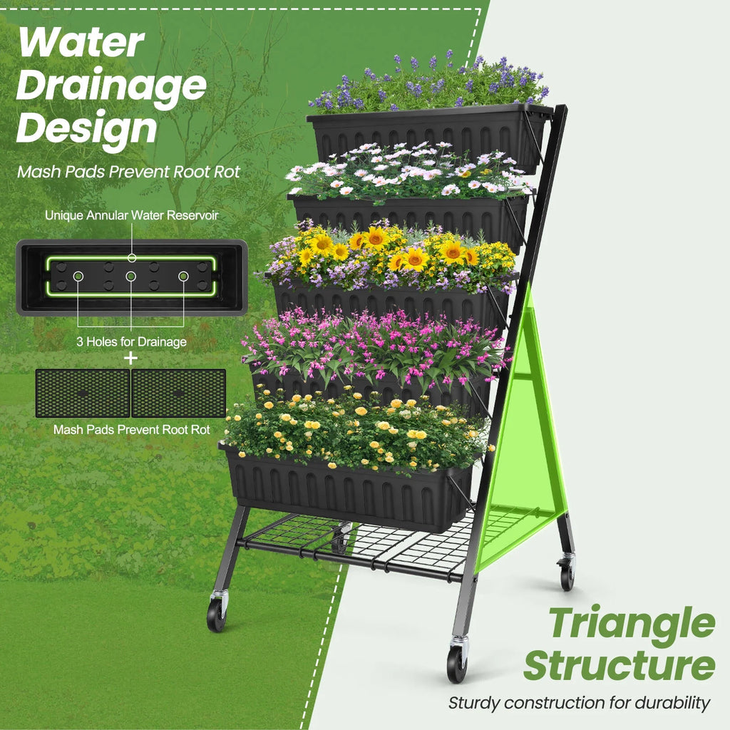 4 ft 5-Tier Raised Garden Bed Planter with Storage Shelf F1146