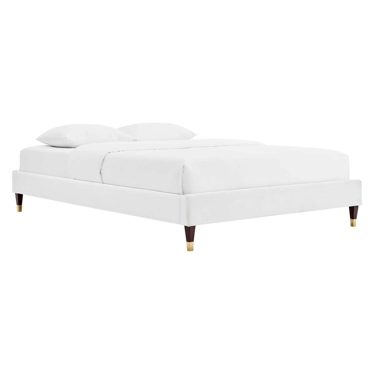 Queen Performance Velvet Platform Bed Frame in White G428
