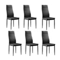 6 Pc High Back PU Leather Dining Chairs Black E2037