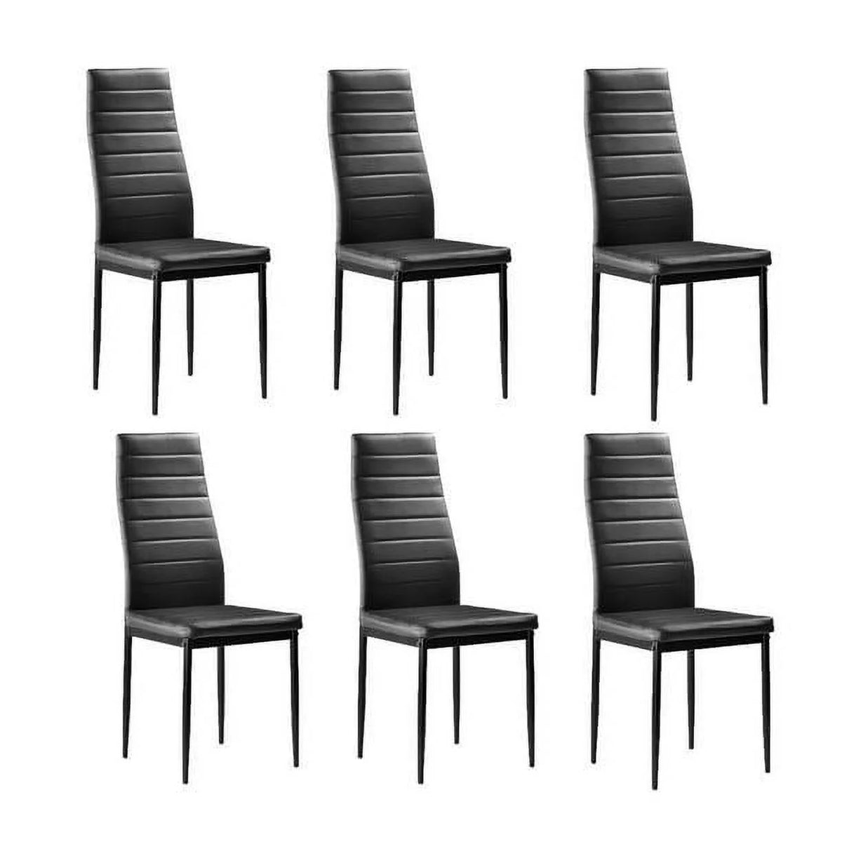 6 Pc High Back PU Leather Dining Chairs Black E2037