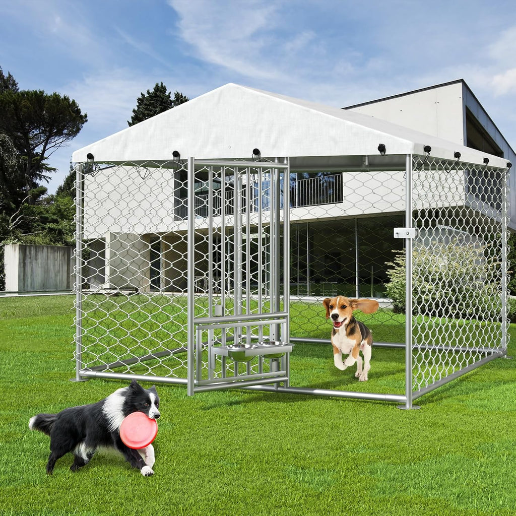6.7' x 6.7' x 5' Outdoor Dog Kennel with Roof V9985