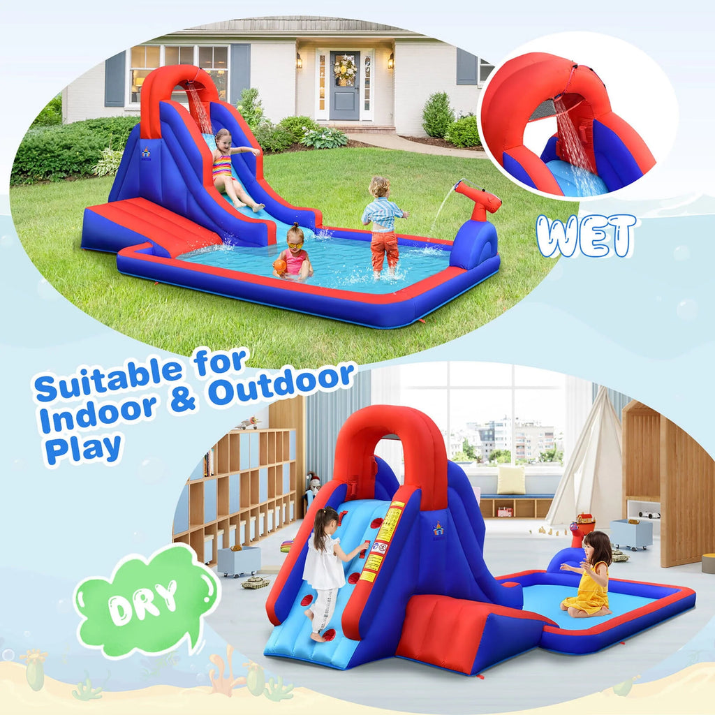 Inflatable Water Slide Park with Climb Slide Pool & 2 Swim Rings Q462449