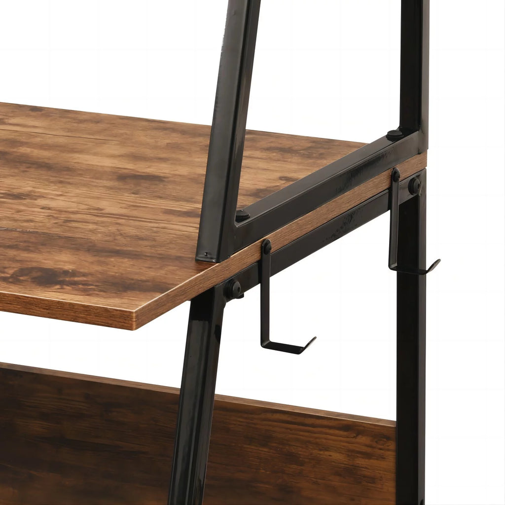Brown Computer Desk with Hutch and Storage Shelves M960