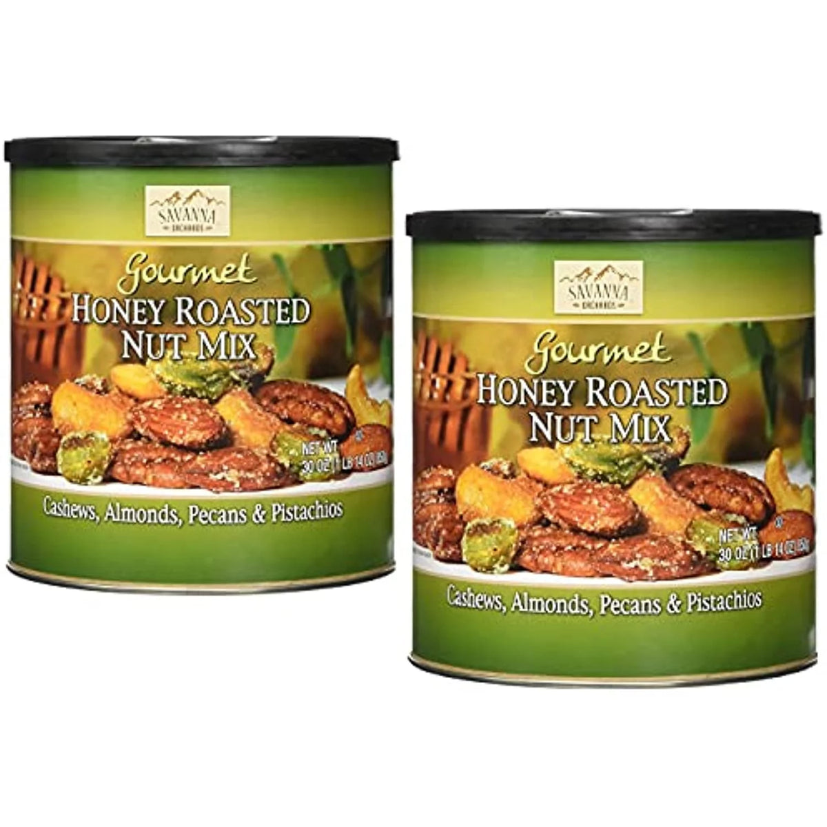 Gourmet Honey Roasted Nut Mix Cashews Pecans and Pistachios Almond 30 Oz Two Pack K222