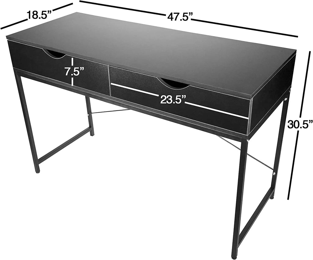 Black Computer Desk with Drawers Q86363