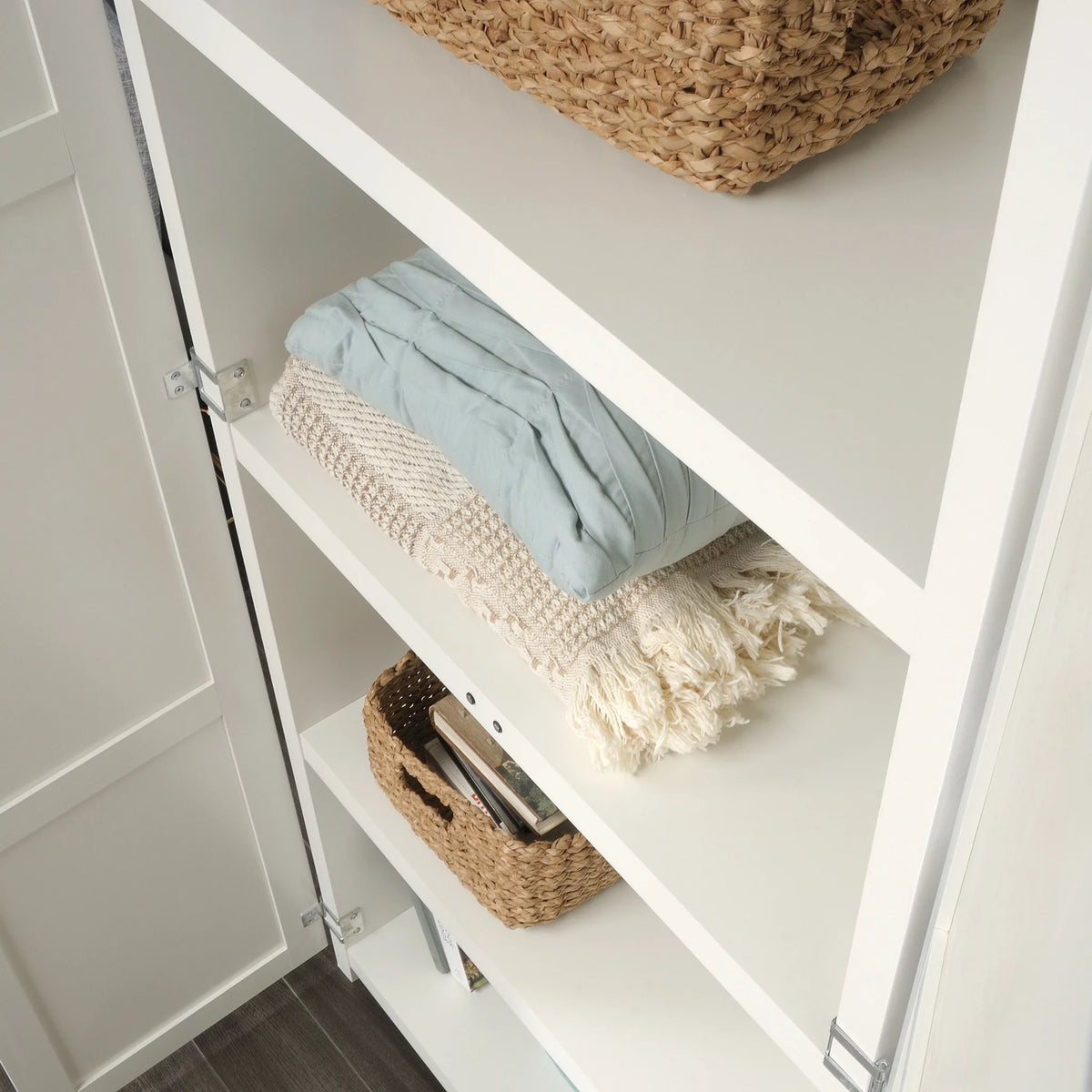 White 4-Shelf Wood Storage Cabinet H1991
