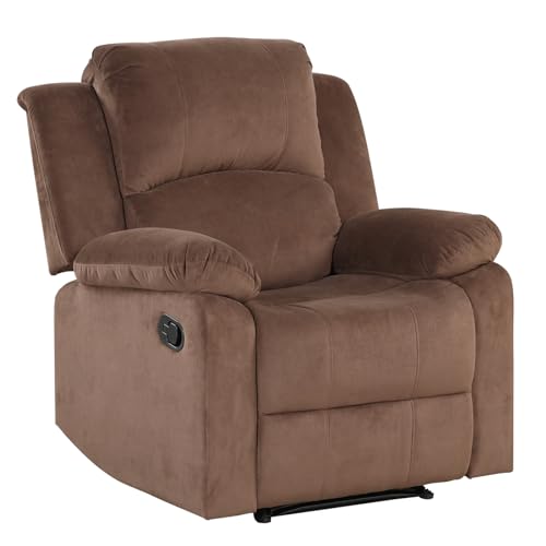 Brown Manual Recliner Chair with Padded Headrest and Armrest N4669