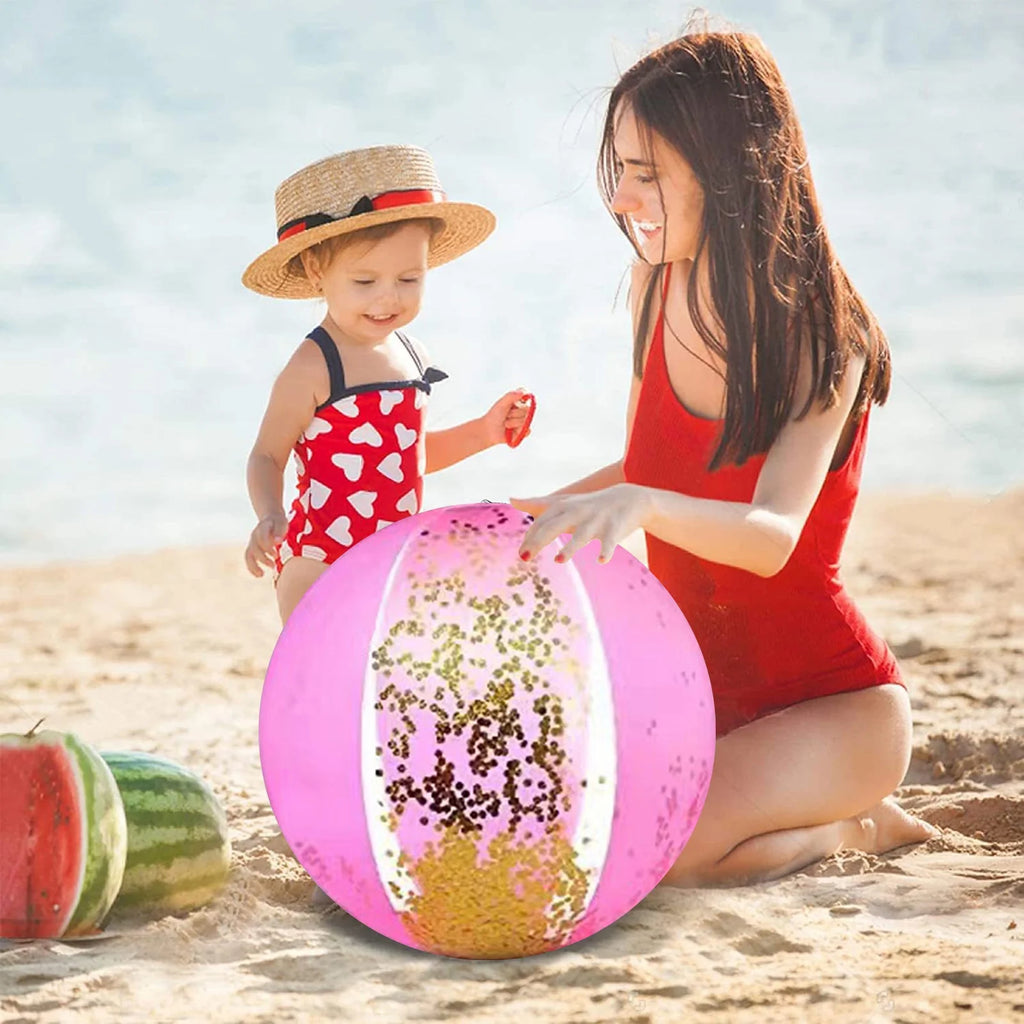 Glitter Inflatable Beach Ball Set with Pump O3244