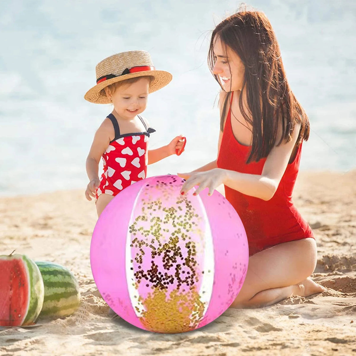 Glitter Inflatable Beach Ball Set with Pump O3244