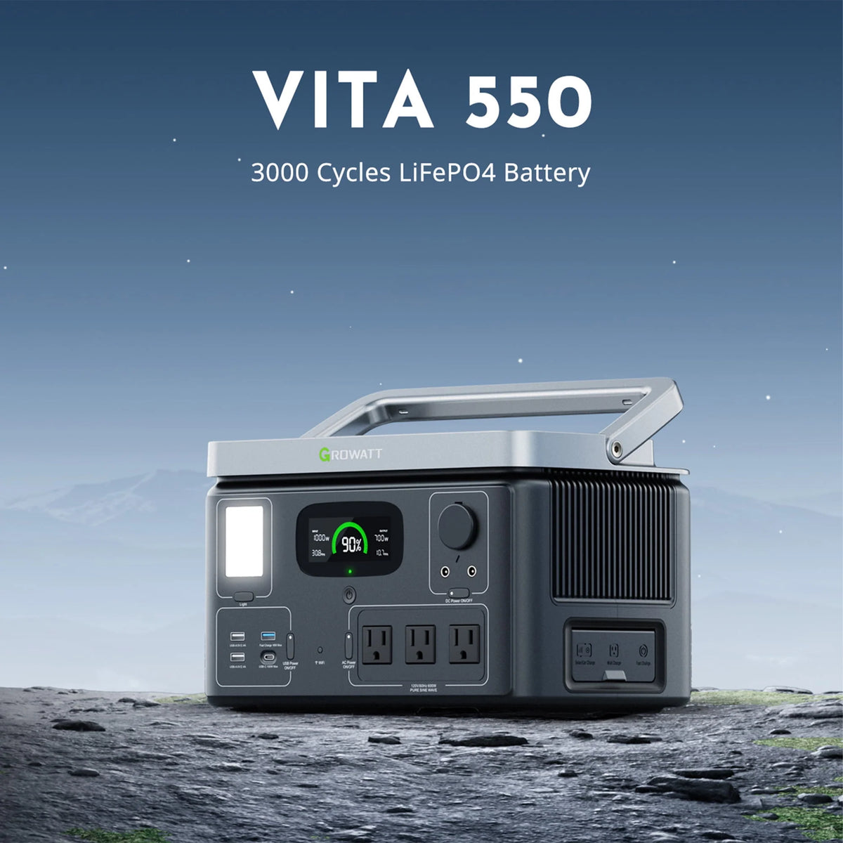 Portable Power Station 538Wh LiFePO4 600W AC Output S3740