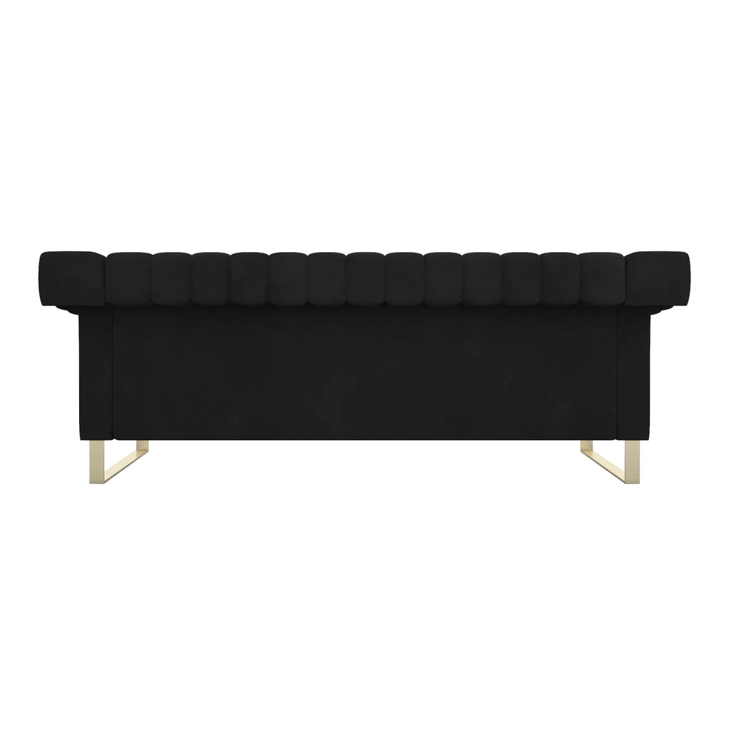 Blue Velvet Chesterfield Sofa with Gold Legs R2690
