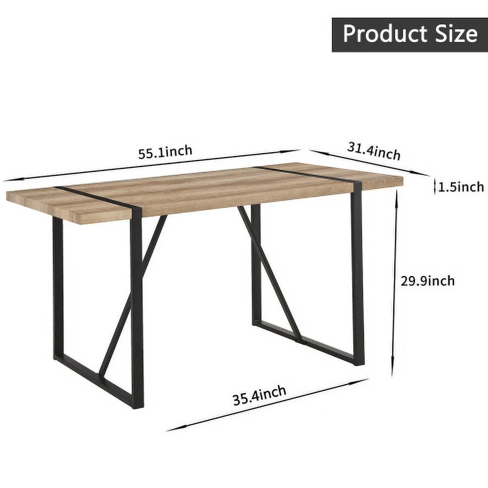 55" Rustic Industrial Rectangular MDF Wood Dining Table A6534