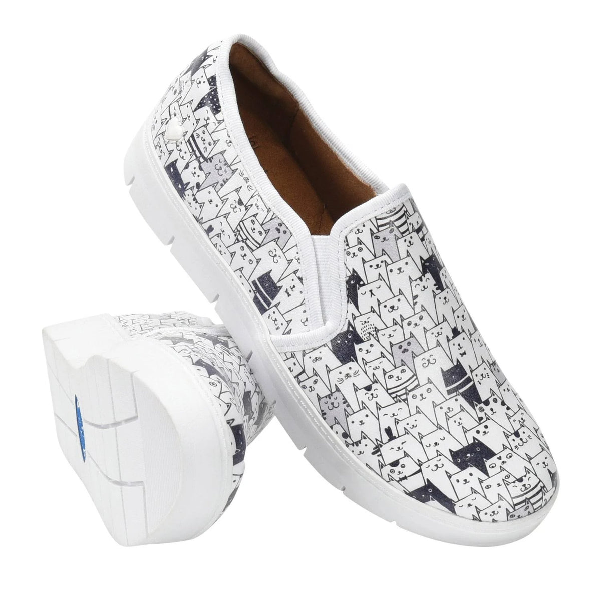 White/Black Cats 8.5 Shoes L6826