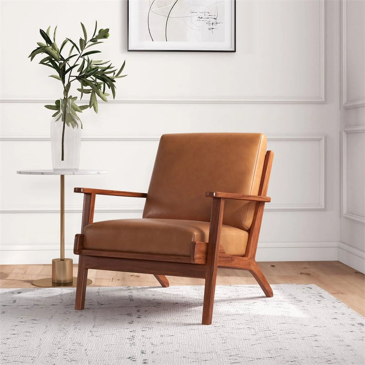 Brown Genuine Leather Accent Chair Q887