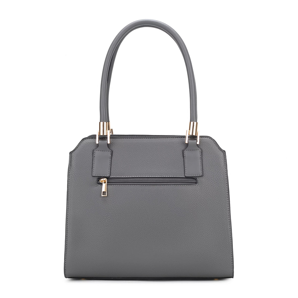 Pewter Vegan Leather Satchel Bag & Wristlet Wallet X525159