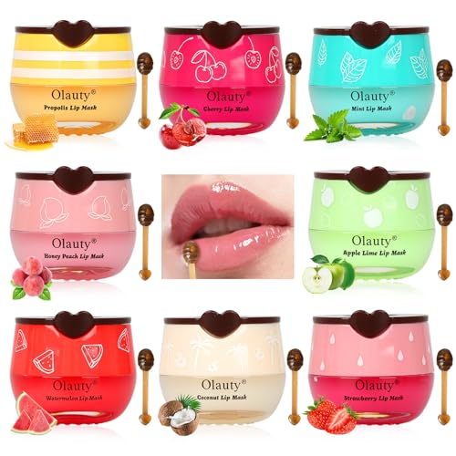 4 Pcs Lip Balm Honey Pot-Strawberry, Watermelon, Apple Lime, Honey Lip Mask Overnight Propolis Moisturizing Vitamin E Lip Balm R146866