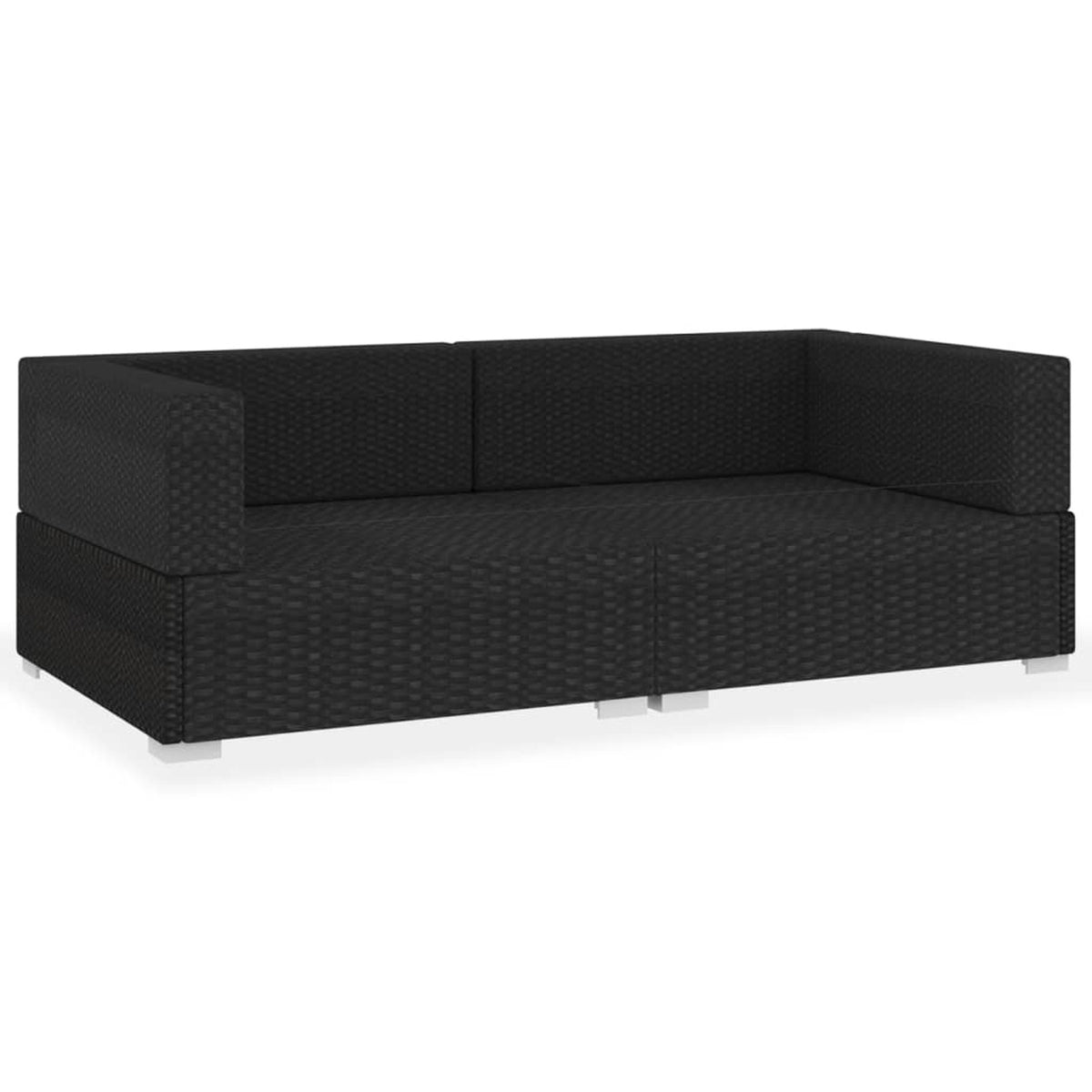 Black Poly Rattan Patio Sofa Set with Cushions L647