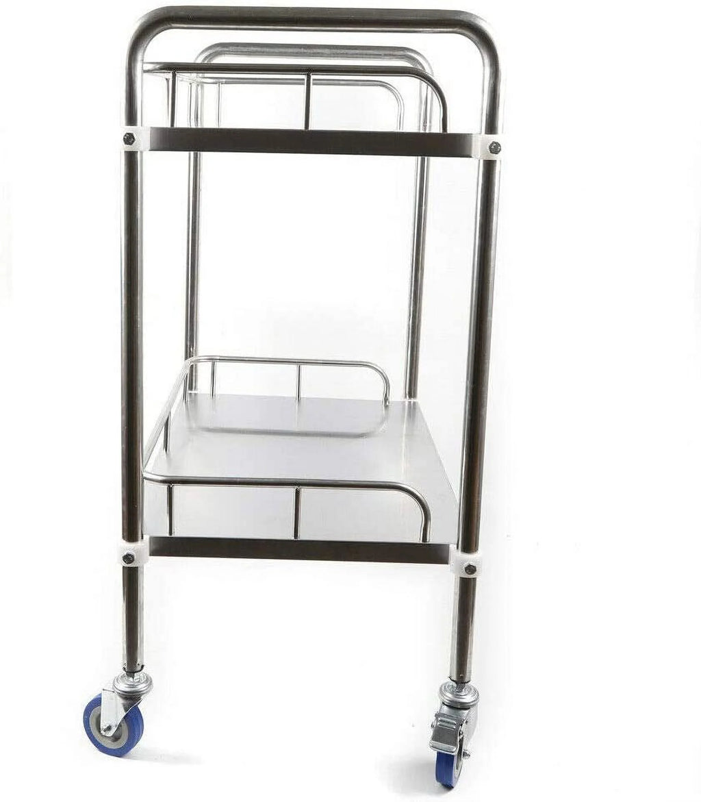 2 Layers Stainless Steel Utility Cart with Locking Wheels D936712