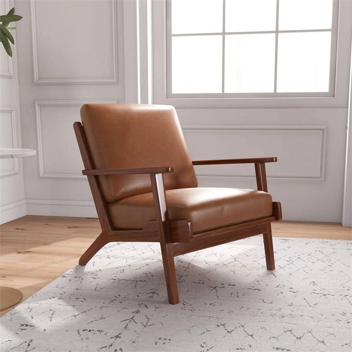 Brown Genuine Leather Accent Chair Q887