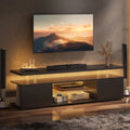 Black TV Stand with Glass Shelf P272