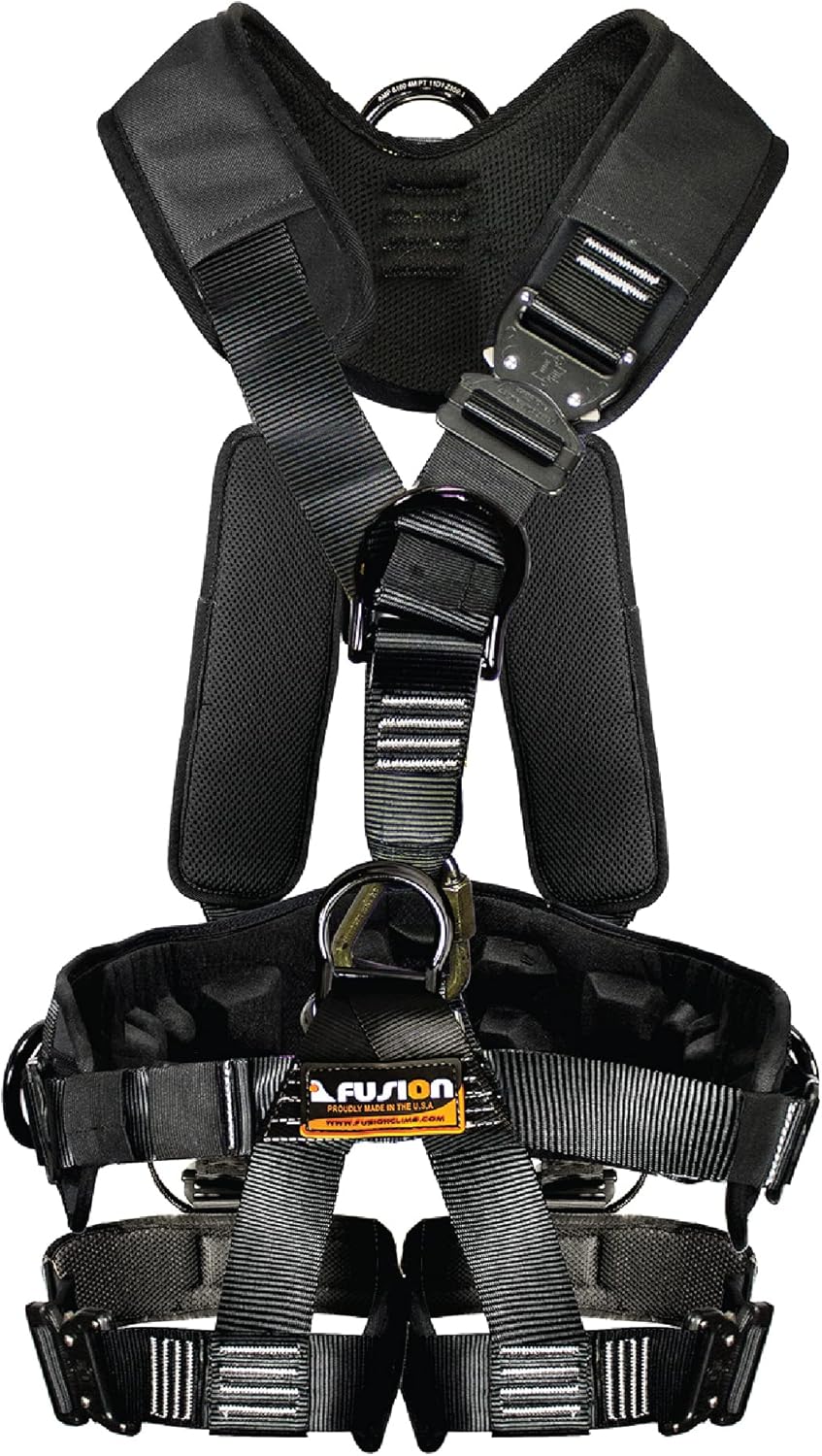 Tactical Full Body EVA Padded Zipline Harness 23kN M-L Black Y928