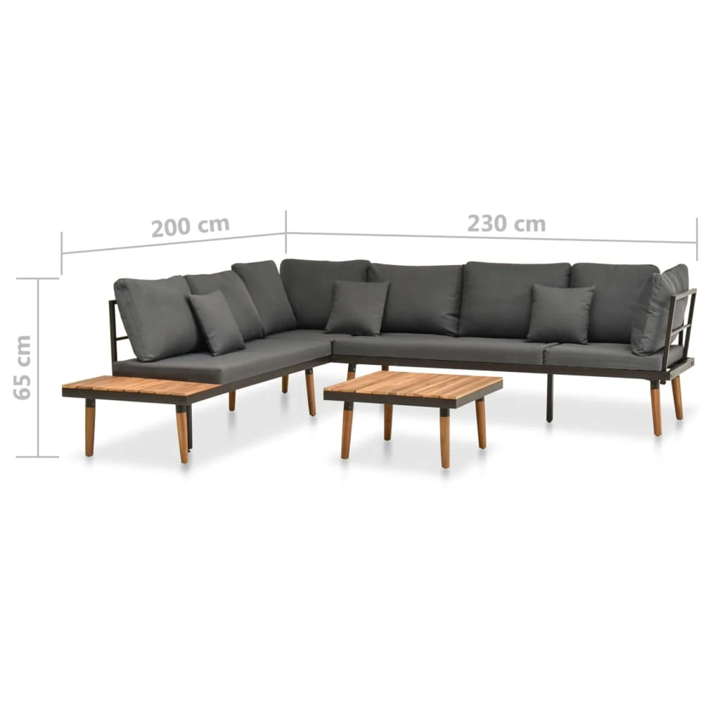 4 Piece Acacia Wood Patio Lounge Set with Cushions F8959