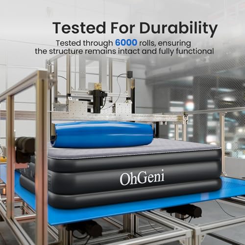 Queen Air Mattress with Built-in Pump, 18" Raised Inflatable Bed, Black L5090