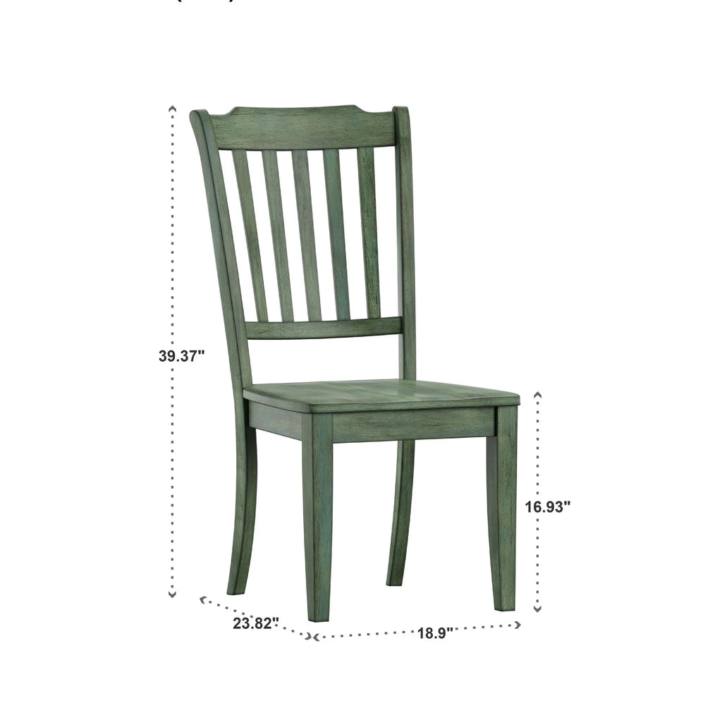 Antique Sage Green Wood Dining Chairs, Set of 2 P8271