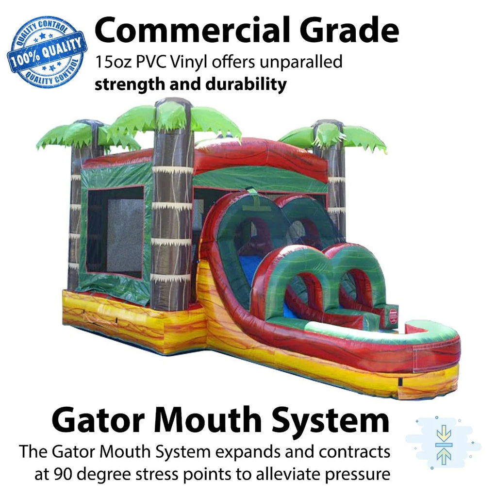 Tropical Fire Marble Kids Inflatable Water Slide Bounce House Combo with Blower M58181
