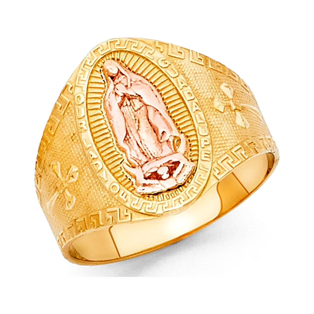 14k Yellow Rose Gold Two Tone Cross Band Ring Z9627