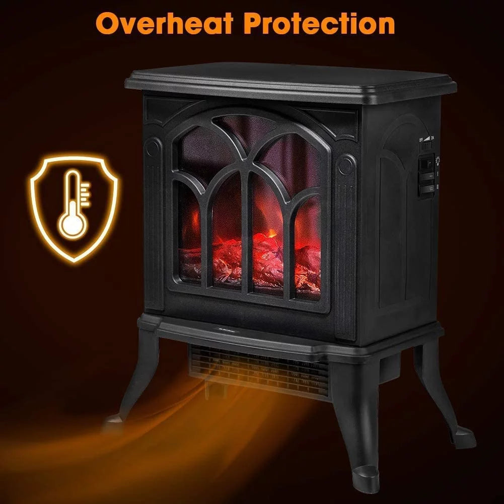 Black Infrared Quartz Electric Fireplace Stove Heater W903487