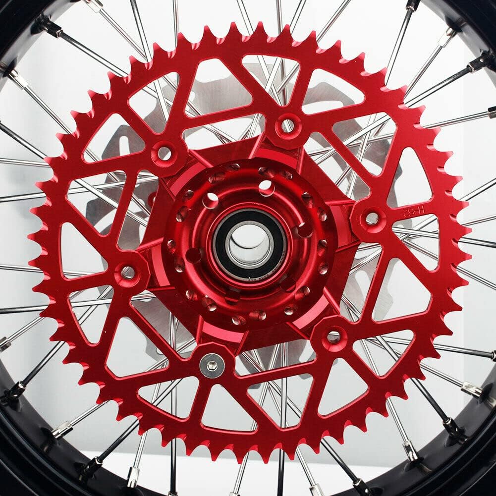 17" Supermoto Wheel Set with Brake Rotors and Rear Sprocket U1612
