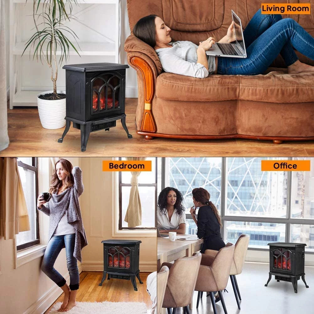 Black Infrared Quartz Electric Fireplace Stove Heater W903487