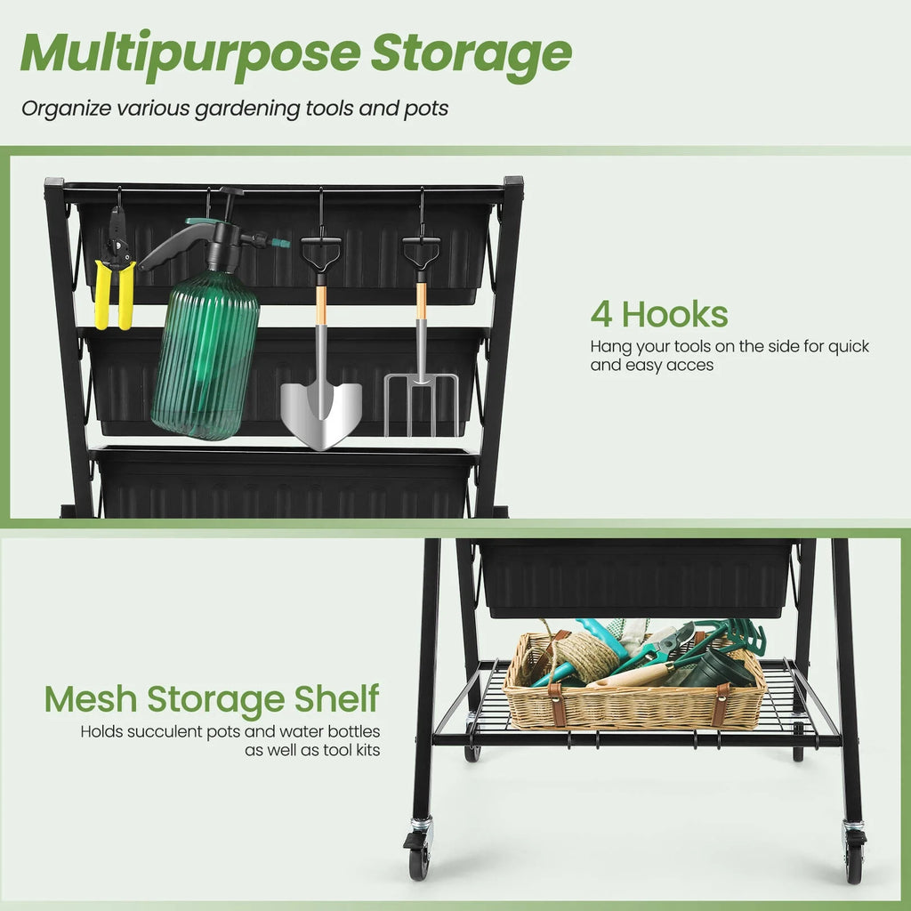 4 ft 5-Tier Raised Garden Bed Planter with Storage Shelf F1146
