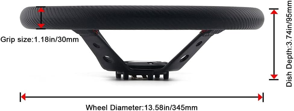 350mm Deep Dish 6 Bolt PU Carbon Fiber Racing Steering Wheel I238811