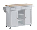 White Natural Kitchen Cart N579173