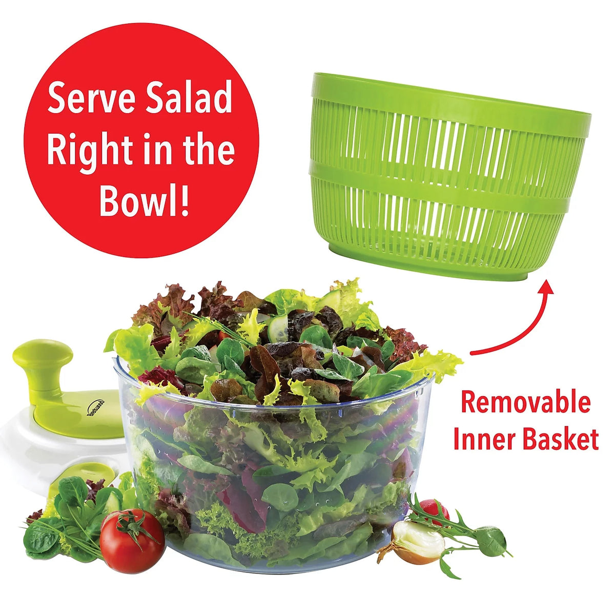 5 Quart Salad Spinner with Serving Bowl Green U6219