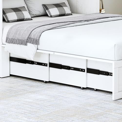 White Murphy Bed with Storage and Charging Station E513699