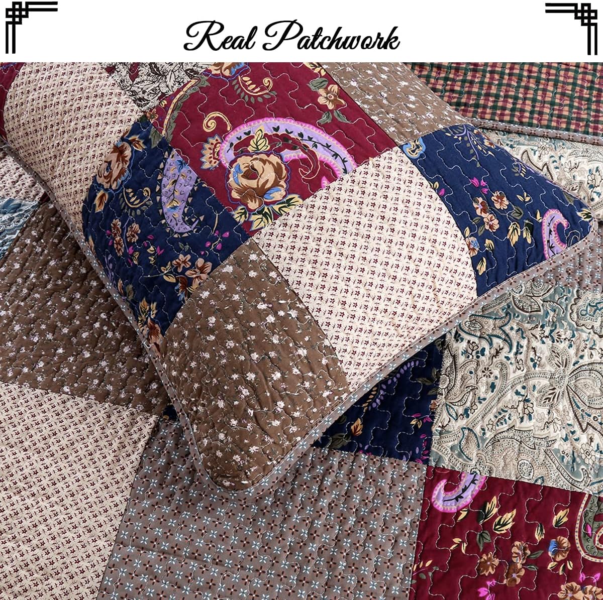 King 100% Cotton Patchwork Quilt Bedding Set A421638