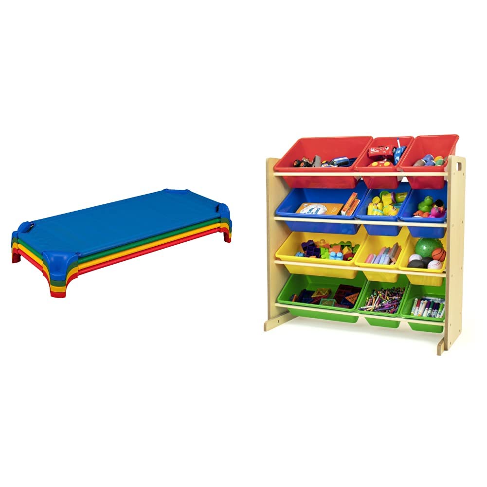 Blue Stackable Daycare Cot with Easy Lift Corners P7950