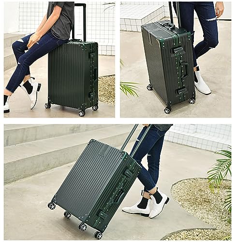 Aluminum Frame Hardside Luggage with Spinner Wheels and TSA Lock, 26 inch, Rose Gold+White C533737